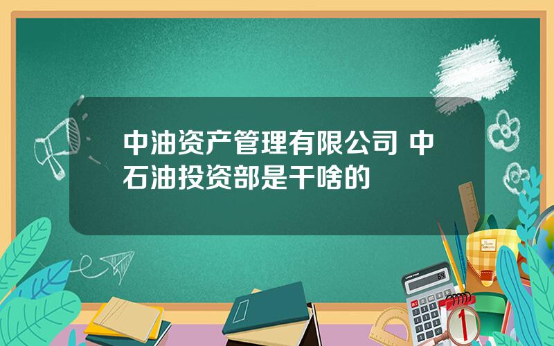 中油资产管理有限公司 中石油投资部是干啥的